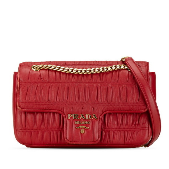 PRADA Red Leather Shoulder Bag - Picture 1 of 10